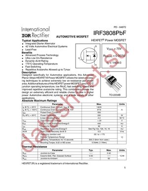 IRF3808PBF datasheet  